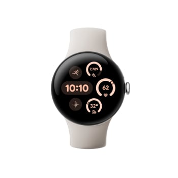 Montre Pixel Watch 3 (45 mm) de Google - Montre Intelligente technologie Android avec Suivi Cardiaque, Course Avancée avec Fitbit, Analyse Fitness, Batterie 24H -Boîtier Aluminium Argent Poli - Bracelet Porcelaine - Wi-Fi