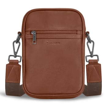 CHAMPS Onyx Collection Leather Vertical Cross-Body Bag - Brown