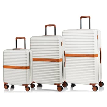 CHAMPS Vintage II Collection 3-Piece Hard side Luggage Set - Ivory
