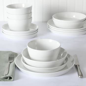 Martha Stewart Selma 16-Pc Round Porcelain Dinnerware Set-White