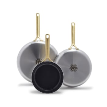 GreenPan ™ GP5 Stainless Steel 3-Piece Frypan Set Champagne Handles