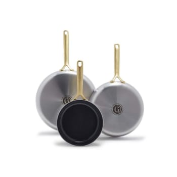 GreenPan ™ GP5 Stainless Steel 3-Piece Frypan Set Champagne Handles