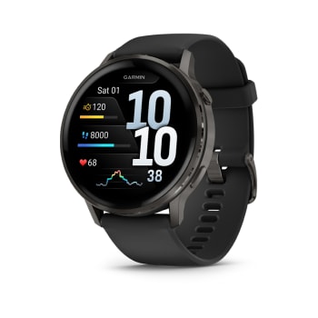 Garmin® Venu® 4 45mm Smartwatch-Slate with Black Silicone Band