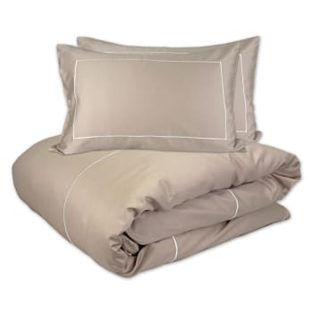 Cuddle Down Hotel 300TC 3-Piece Duvet Cover Set-Sand/White - Queen