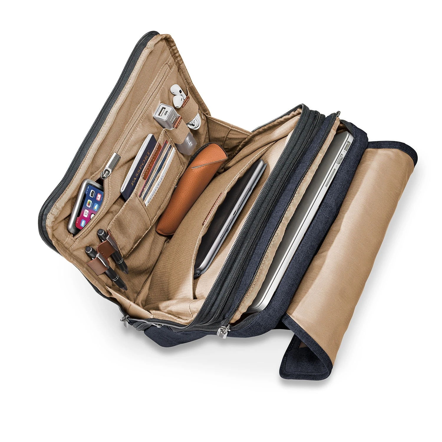 Briggs Riley Kinzie Street Slim Expandable Backpack Navy AIR MILES