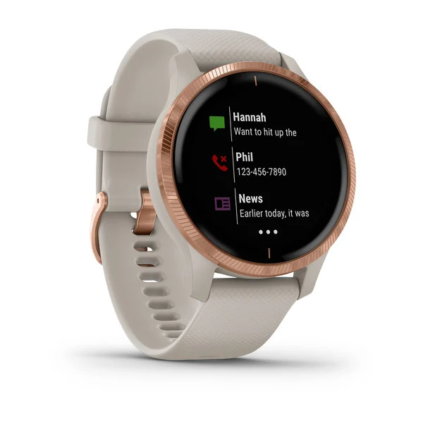 Garmin® Venu® GPS Smartwatch – Rose Gold with Light Sand Band