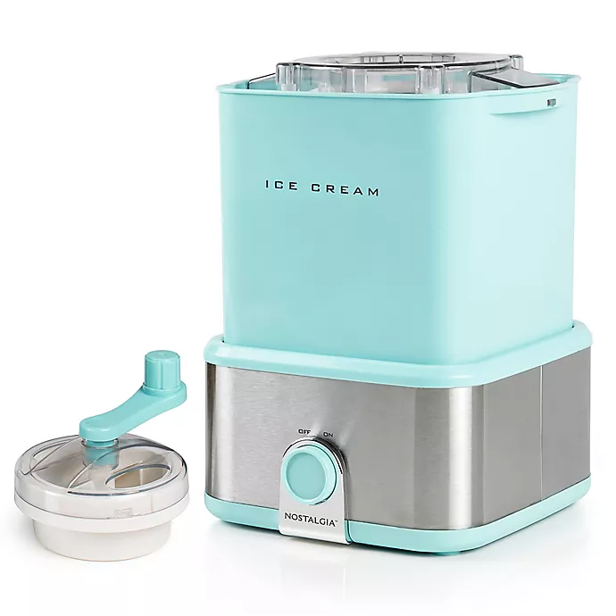 Nostalgia Electric Ice Cream Maker with Candy Crusher - Aqua 2 qt