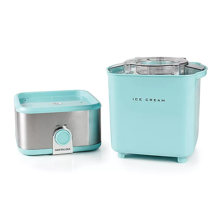 2-Quart Electric Ice Cream Maker With Candy Crusher, Aqua/Stainless Steel