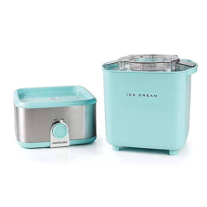 Nostalgia Electric Ice Cream Maker with Candy Crusher - Aqua 2 qt