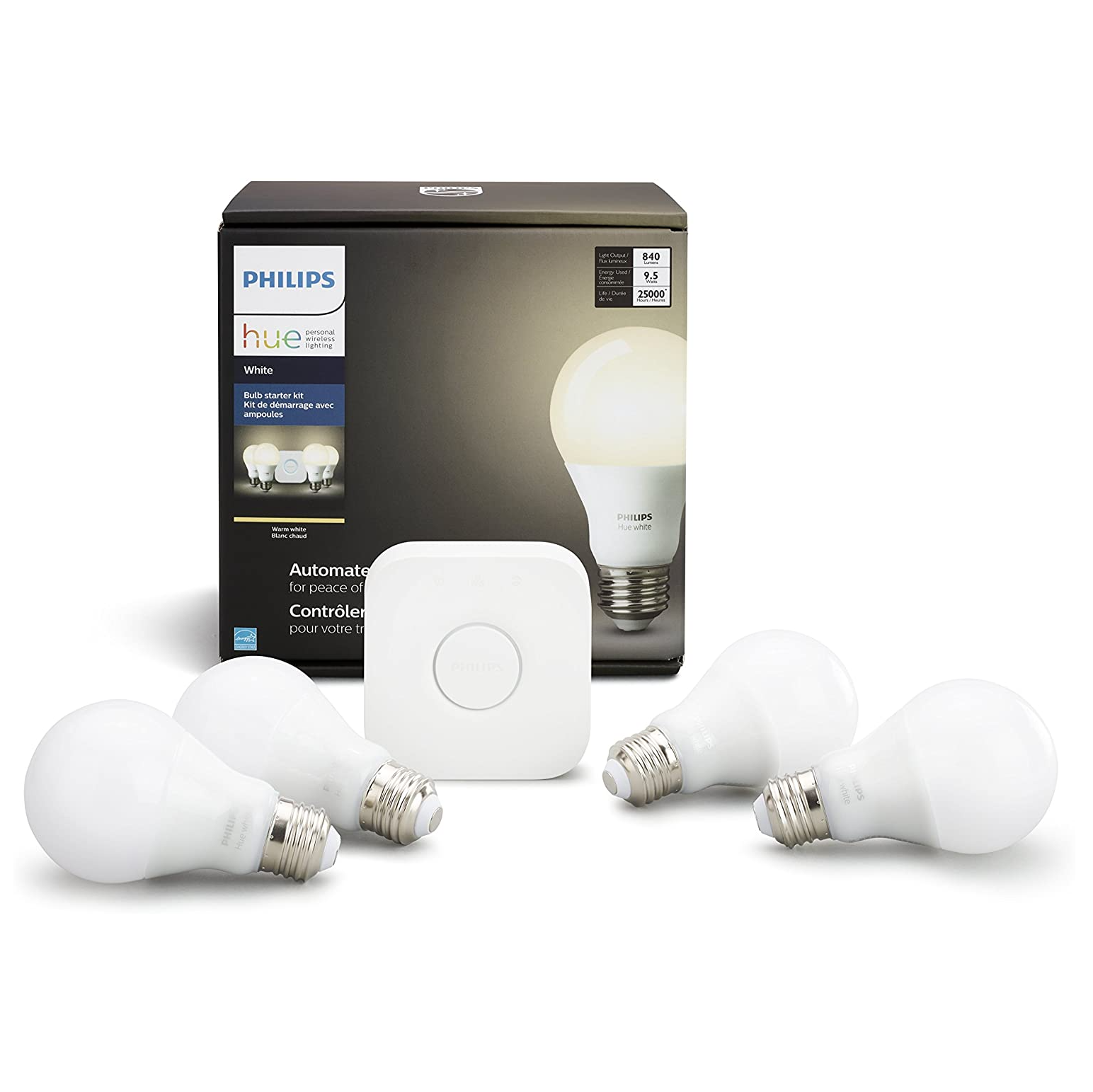 PHILIPS Hue white セット Hue Starter Kit: 4-pack E26 75W LED Bulbs White and Colour