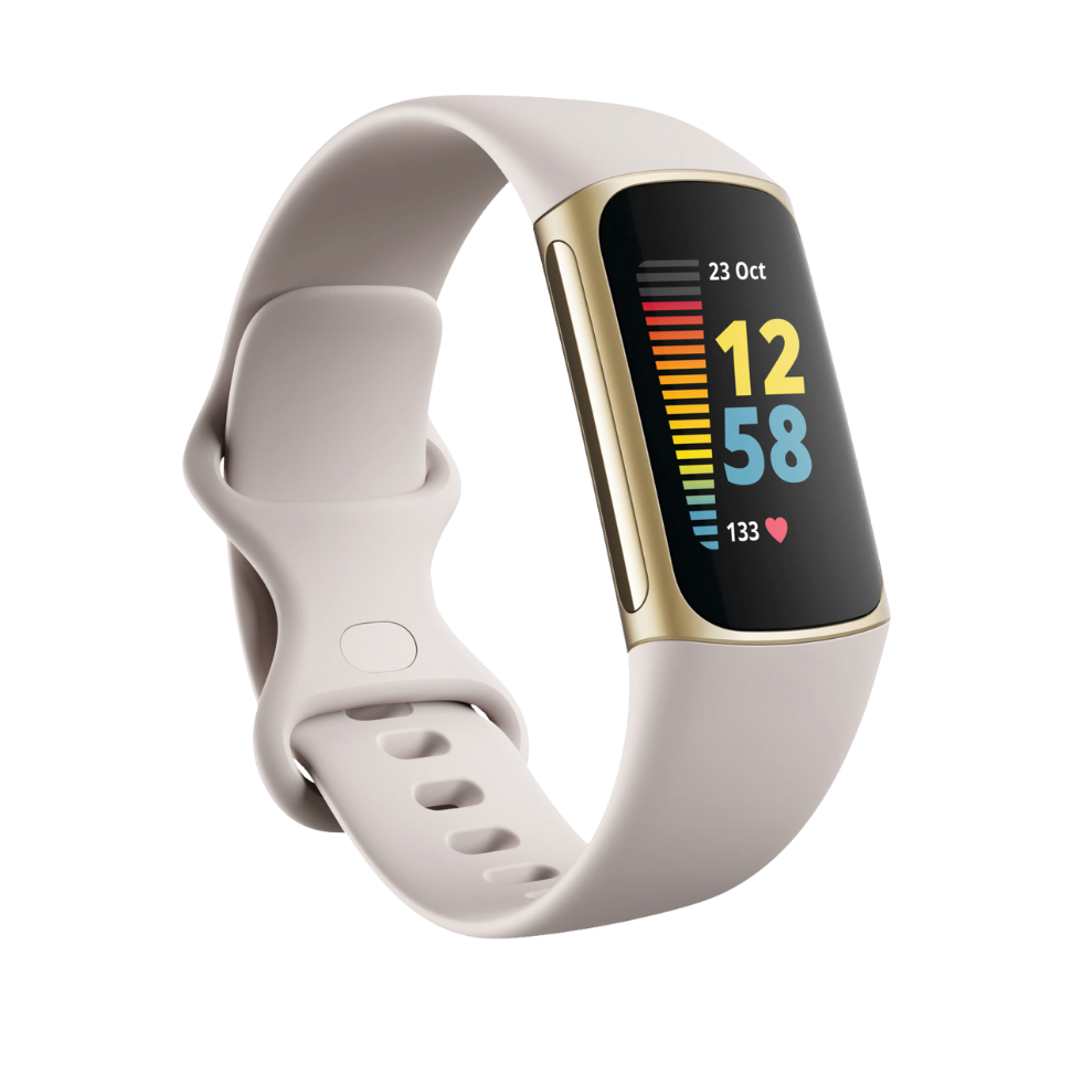 Fitbit Charge 5 Fitness Tracker Lunar White Soft Gold Stainless Steel AIR MILES