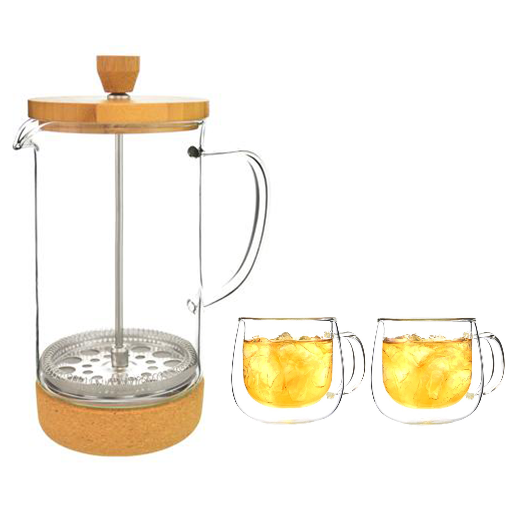 MELBOURNE Bamboo & Glass French Press Coffee Maker