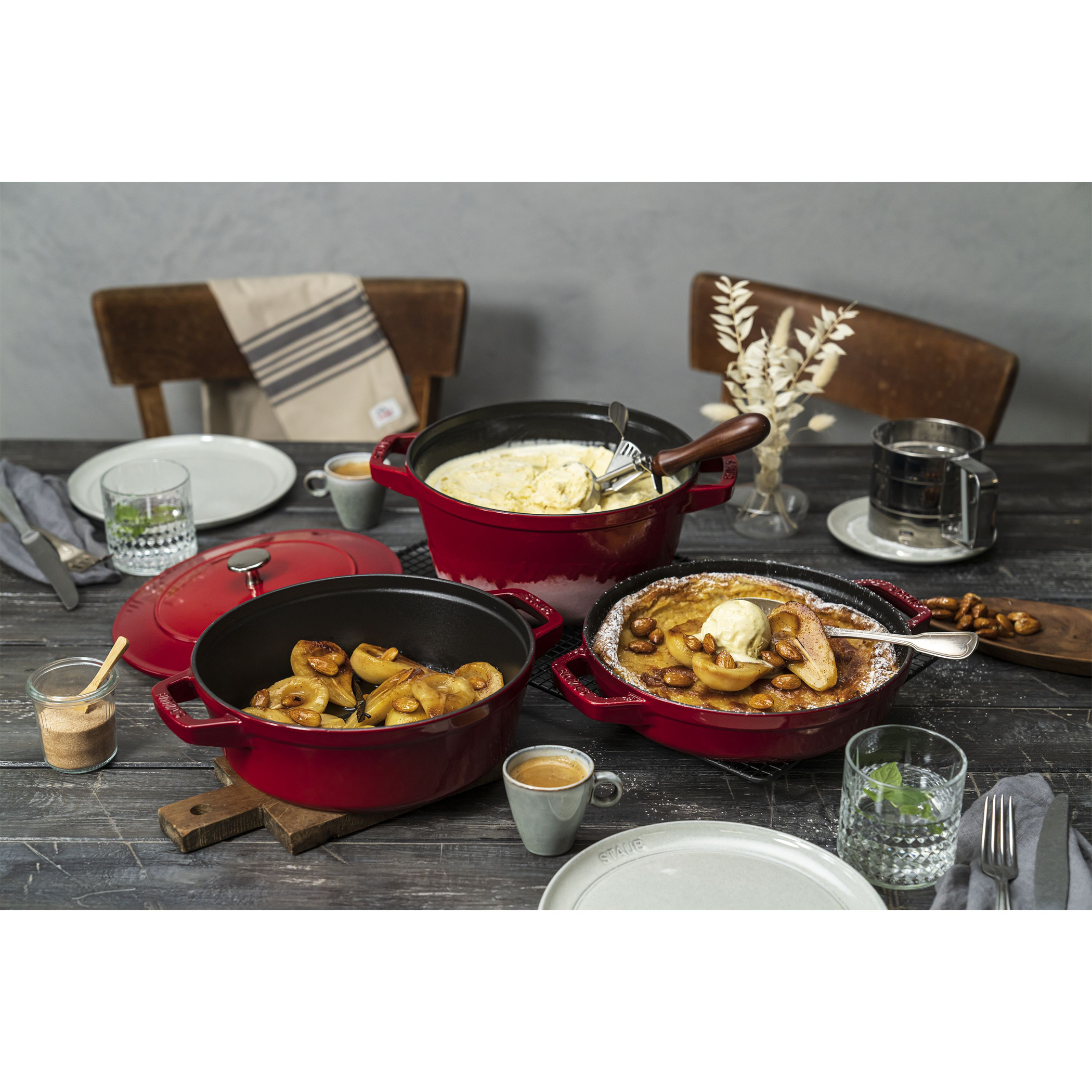 Staub 4-pc Cast Iron Stackable Set Cherry | Cozymeal