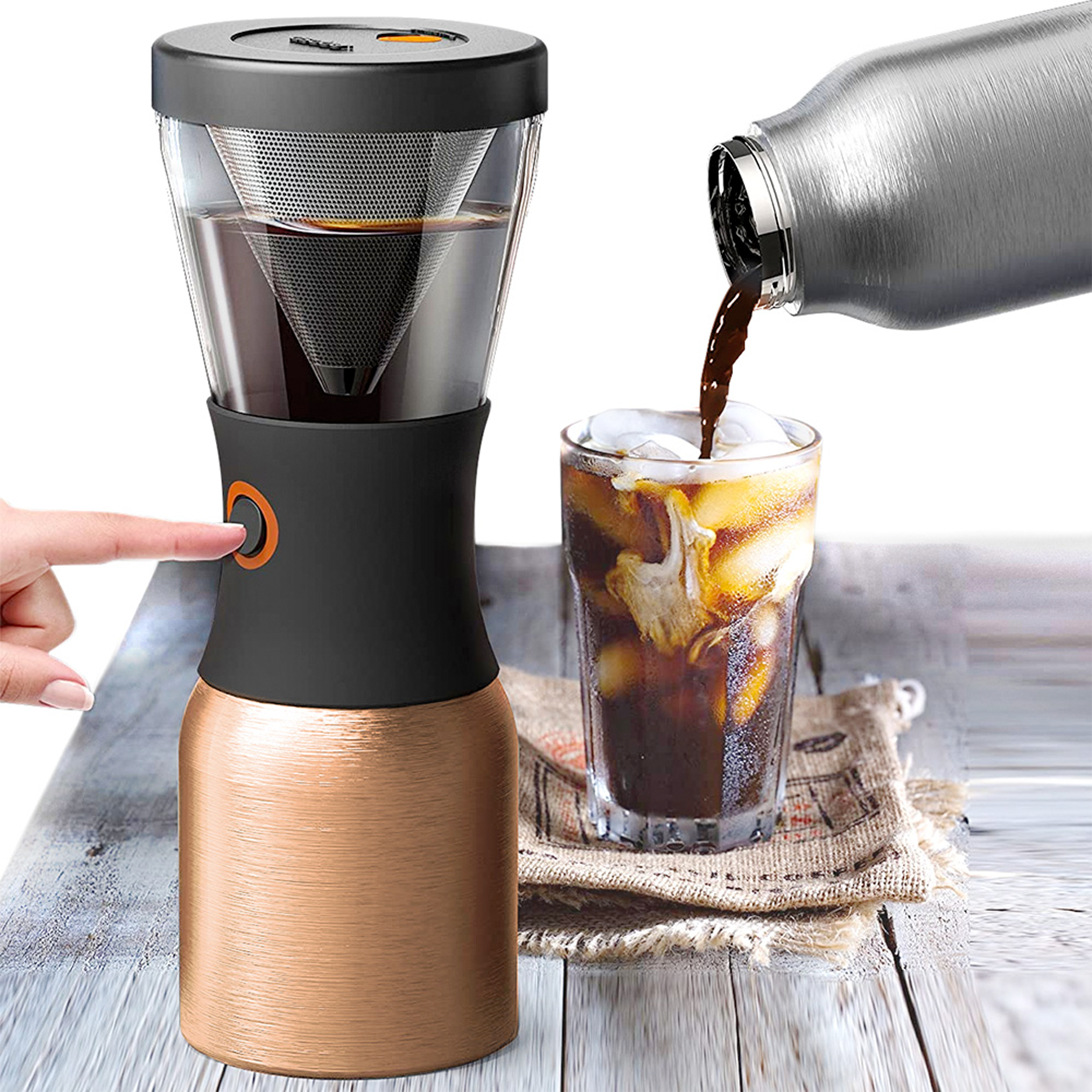 asobu Cold Brew Coffee Maker With Insulated 34 Oz Stainless Steel