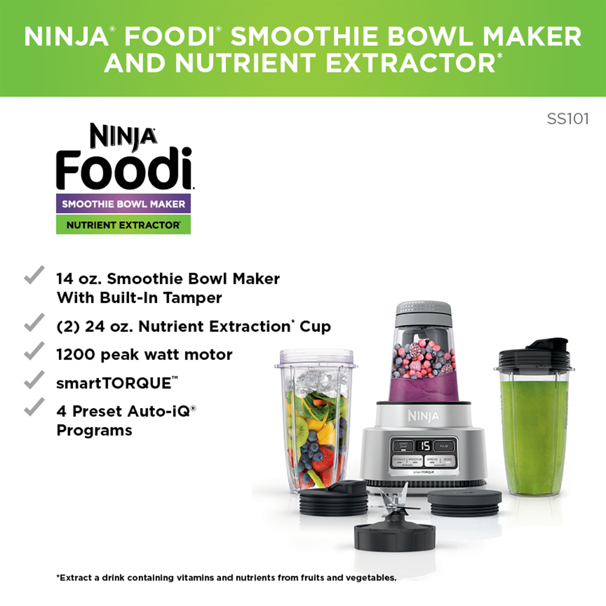 Ninja Foodi Smoothie Bowl Maker and Nutrient Extractor 1200WP 4 Auto-iQ &  Reviews