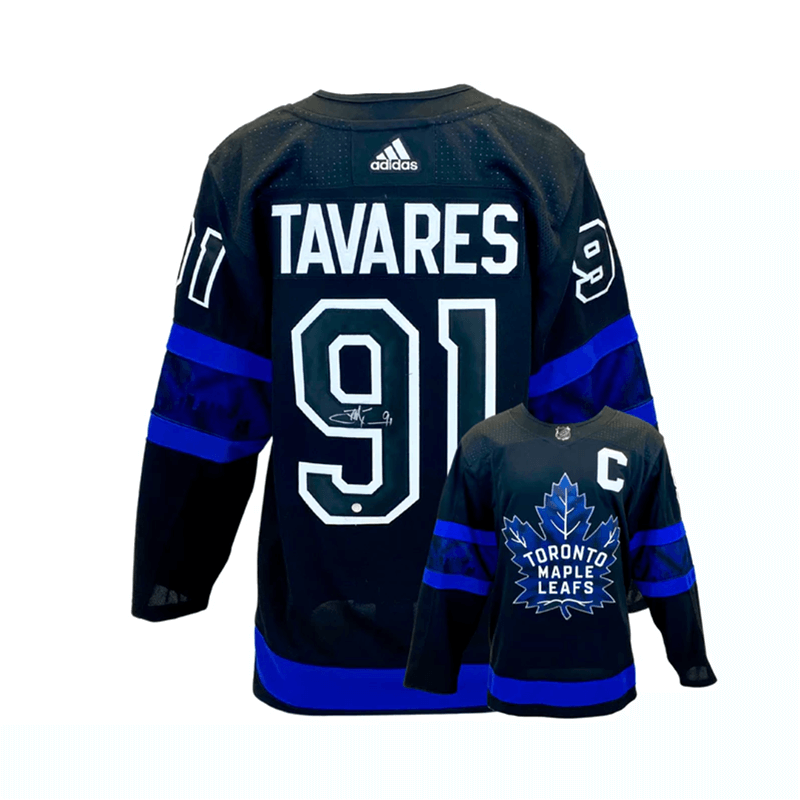 Frameworth John Tavares Signed Toronto Maple Leafs Adidas Third Jersey AIR MILES