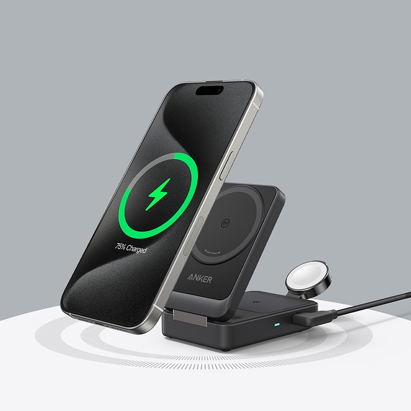 バッテリー+充電器 Anker - Anker MagGo Wireless Charging Station Anker MagGo Wireless Charging Station (3-in-1 Pad