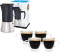 Grosche® Milano Black 6-Cup Stovetop Espresso Maker & 4x Turin Double Wall Espresso Cups #1
