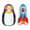 Incredible Novelties Penguin and Rocket Snow Sleds Bundle