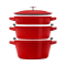 Staub La Cocotte stackable Set 4 Piece | Round | Cast Iron | Cherry #1