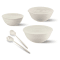 Guzzini TIERRA 8-Piece Serving Set - MADE IN ITALY From 100% Post Recycled Consumer Refined Plastics - Includes: Bowls, Covers and Serving Set - WHITE