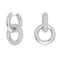 Swarovski Dextera Hoop Earrings, Asymmetrical Design, Interlocking Loop, White, Rhodium Plated **NEW**