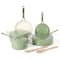 Martha Stewart Galway 10-Piece Premium Non-stick PFA Free Cookware Set - Sage