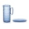 Ensemble de 2 pièces : pichet et plateau de service en acrylique Vanity Crystal de GUZZINI - Bleu denim