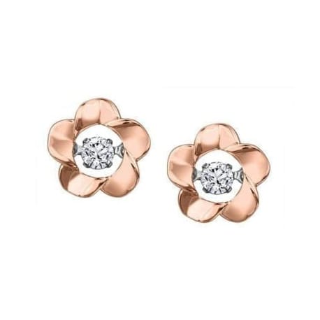 Cheri J'adore Canadian Diamond Solitaire Flower Earrings in 10K Rose Gold (0.08 CT.)