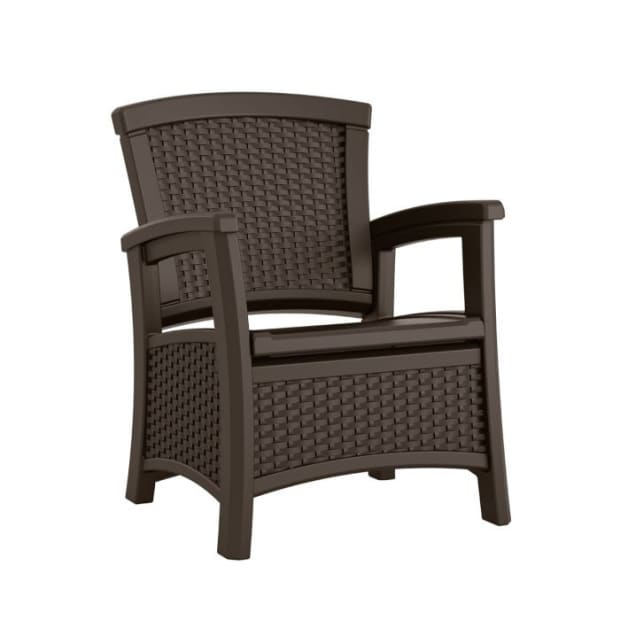 Suncast Wicker Pattern Club Chair with Storage - Java #1