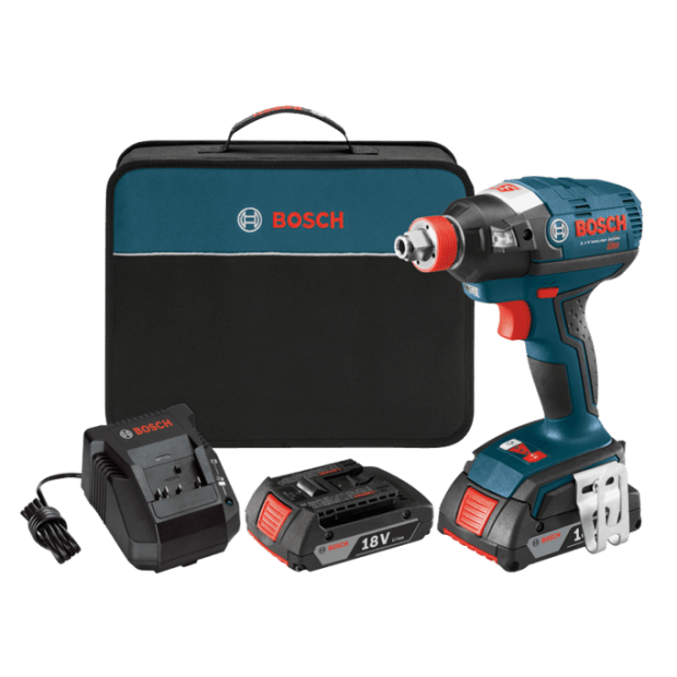 Bosch FREAK 18V EC Brushless 1/4 In. and 1/2 In. Two-In-One Bit/Socket Impact Driver Kit and 18V Lithium-Ion 2.0 Ah SlimPack Battery
