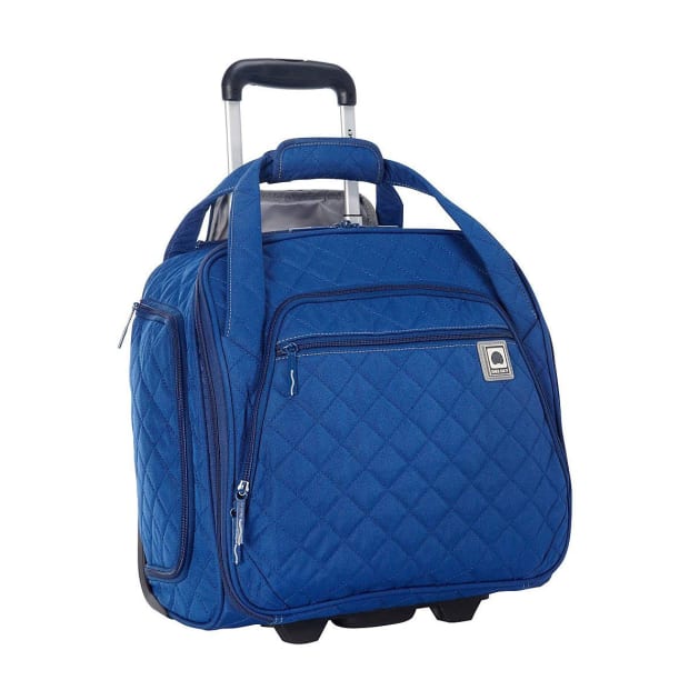 Delsey Quilted Rolling Underseat Tote Blue AIR MILES