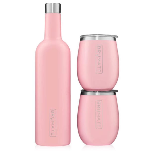 BruMate Winesulator + 2 Uncork'd XL Wine Tumblers/Lids - Blush #1