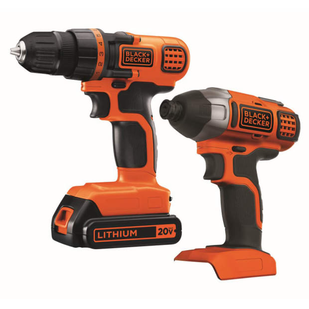 Black + Decker 20V MAX Lithium Ion Drill/Driver + Impact Combo Kit