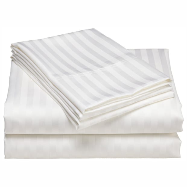 North Home Dobby Jaquard Elite 500 Thread Count 100% Egyptian Cotton 4-Piece Sheet Set - White - Queen