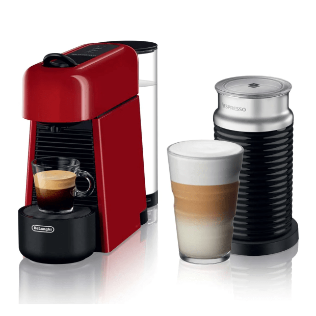 Nespresso by De'Longhi Essenza Plus Machine with Aeroccino - Shiny Red