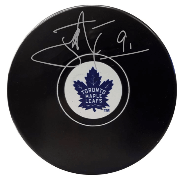 Frameworth John Tavares Signed Puck Toronto Maple Leafs Logo