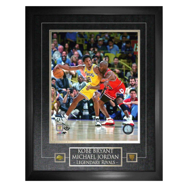 Frameworth Kobe Bryant / Michael Jordan 16x20 Framed Action Shot - Legendary Rivalry