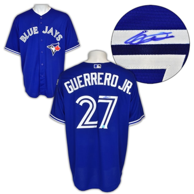 AJ Sports Vladimir Guerrero Jr Toronto Blue Jays Autographed Replica MLB Baseball Jersey