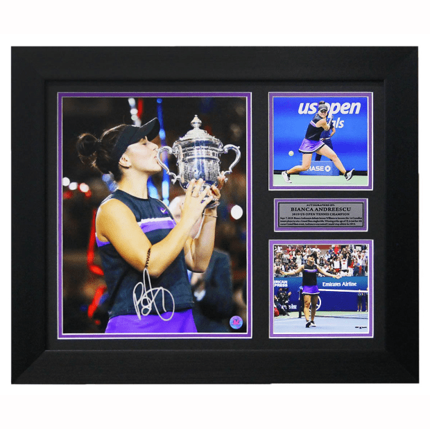 AJ Sports Bianca Andreescu Autographed 2019 US Open Tennis Finals Collage 20x24 Frame