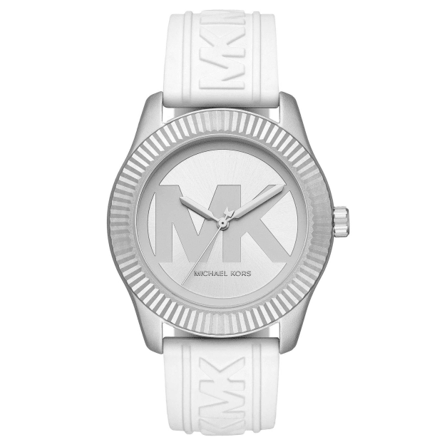 Michael Kors Oversized Maddye Silver-Tone and Silicone Watch #1