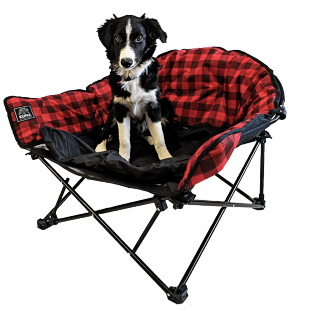 Kuma Lazy Bear Dog Bed - Red Plaid #1