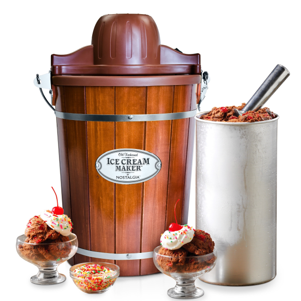 Nostalgia™ 6-Quart Wood Bucket Electric Ice Cream Maker #1