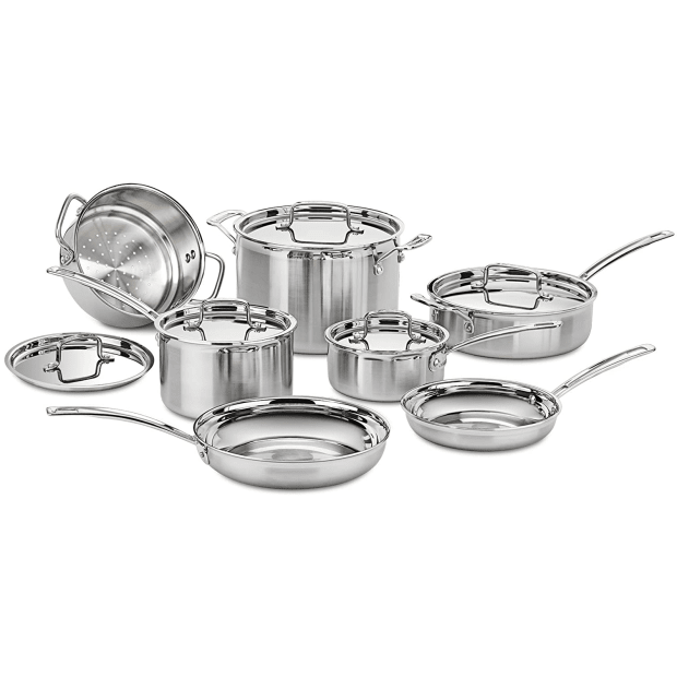 Cuisinart MultiClad Pro 12-Piece Stainless Steel Cookware Set MCP