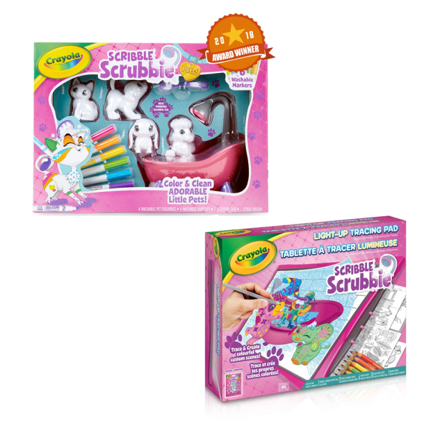 Crayola Scribble Scrubbie Pets Tub Playset and Light-Up Tracing Pad Bundle #1