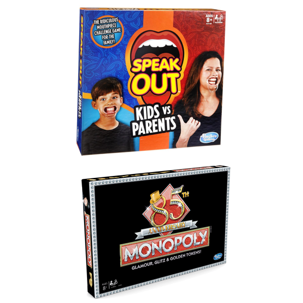 Hasbro Speak Out: Kids vs Parents and Monopoly 85th Anniversary Edition Game Bundle #1