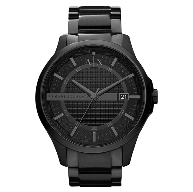 Armani Exchange Three-Hand Black Stainless Steel Watch #1