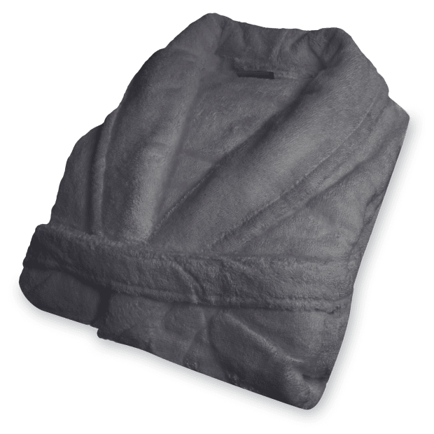 Cuddle Down Portofino 100% Zero Twist Cotton Terry Robe - Charcoal Grey - One Size - Ladies
