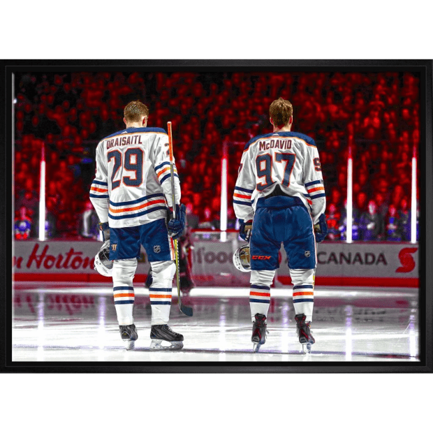 Frameworth Connor McDavid / Leon Draisaitl 20x29 Framed Canvas Oilers From Behind