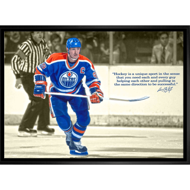 Frameworth Wayne Gretzky 20x29 Unsigned Framed Canvas Oilers Quote